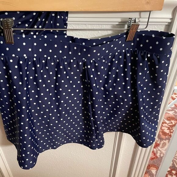 Talbots Navy with White Polka Dots Two Piece Swim Suit Size U.S. 16 - Picture 3 of 15